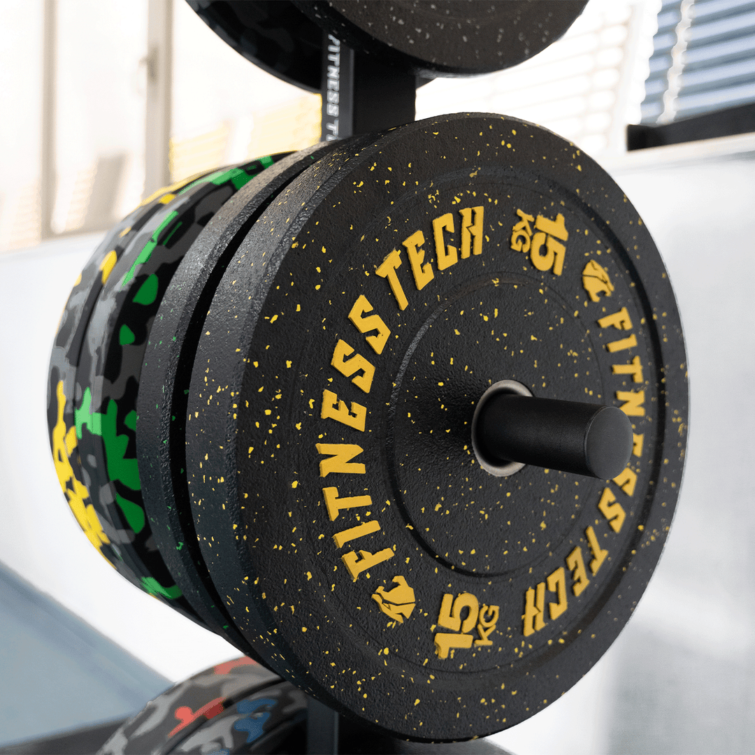 Bumper Plate Alta Resistencia Hi Temp Fleck de 5kg a 25kg - Unidad - Fitness Tech