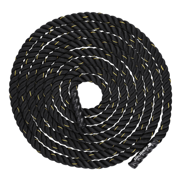 Cuerda Combate Crosstraining 12M x 50MM negro y amarillo - Fitness Tech