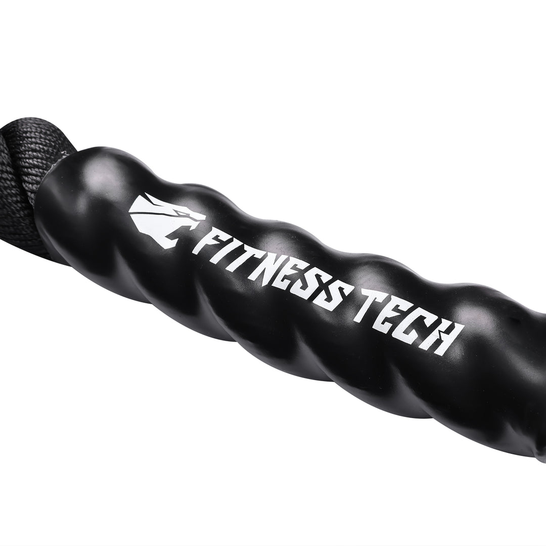 Cuerda Combate Crosstraining 12M x 50MM negro y amarillo - Fitness Tech