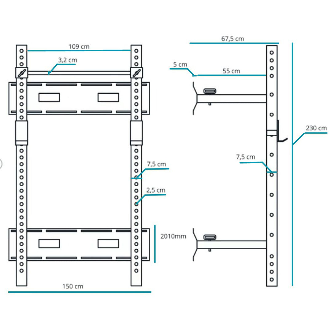 Rack de sentadillas de pared | Negro | Fitness Tech